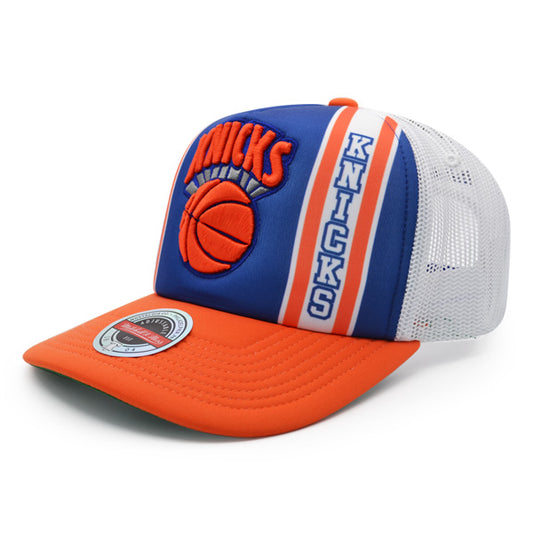 New York Knicks Mitchell & Ness RETRO TRUCKER Snapback Hat - Royal/Orange