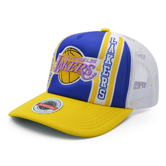 Los Angeles Lakers Mitchell & Ness RETRO TRUCKER Snapback Hat - Purple/Yellow