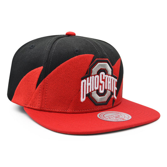 Ohio State Buckeyes NCAA Mitchell & Ness SHARKTOOTH Snapback Hat - Red/Black