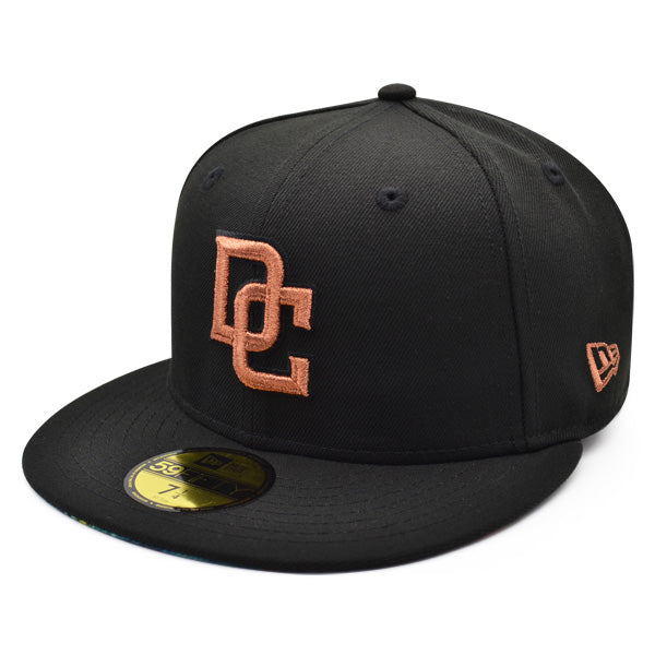 Washington Nationals DC CITY FLAG Exclusive New Era 59Fifty Fitted Hat - Black/Copper/Floral Bottom