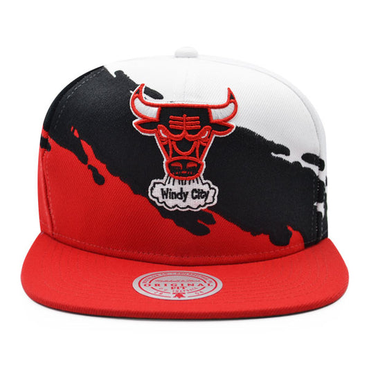 Chicago Bulls NBA Mitchell & Ness PAINTBRUSH Snapback Hat - Red/Black