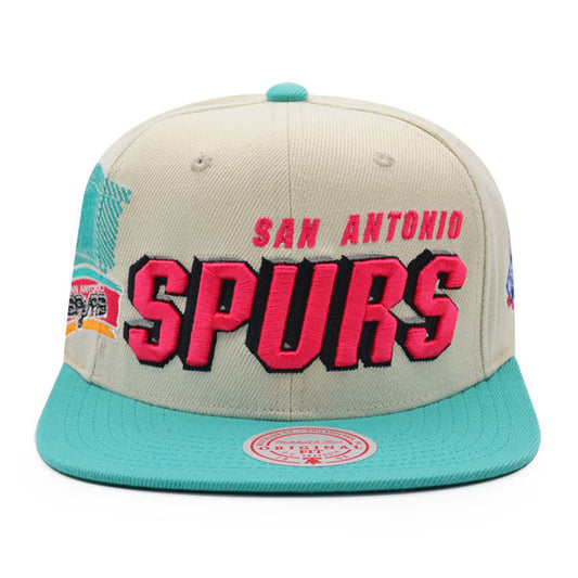 San Antonio Spurs Mitchell & Ness 1996 NBA DRAFT DAY Snapback Hat - Teal/Pink