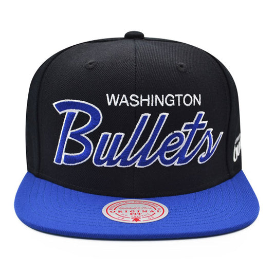 Washington Bullets Mitchell & Ness TEAM SCRIPT 2Tone Snapback Hat - Black/Royal