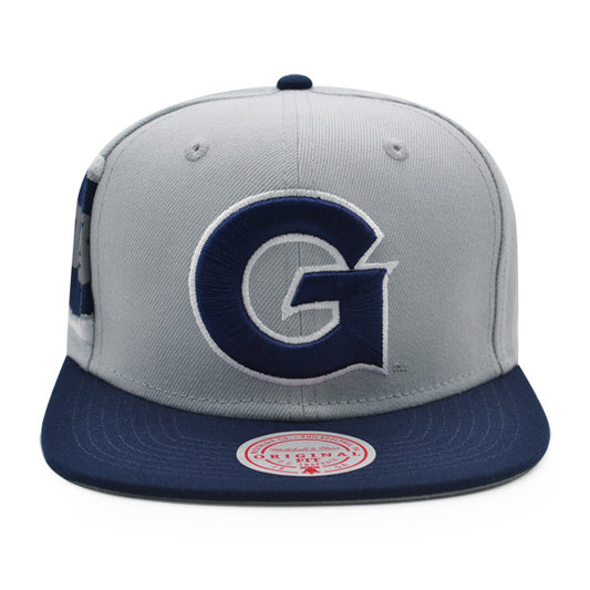 Georgetown Hoyas NCAA Mitchell & Ness JUMBOTRON Snapback Hat - Gray/Navy