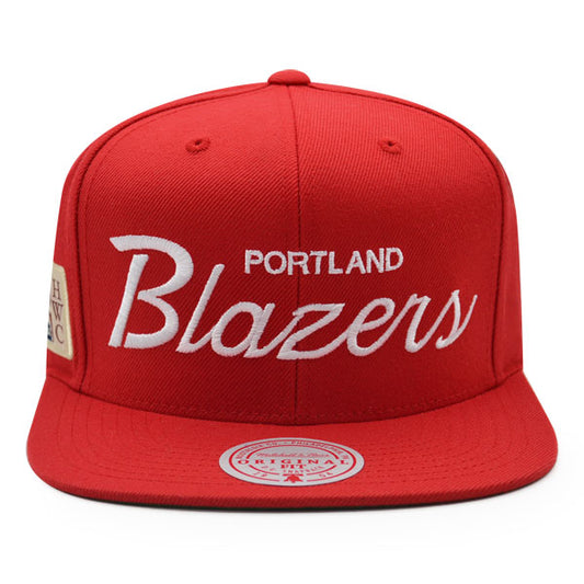 Portland Trailblazers Mitchell & Ness VINTAGE SCRIPT Snapback HWC Hat - Red