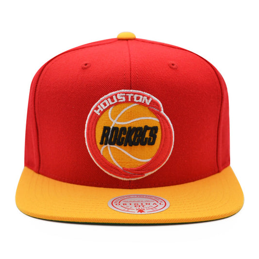 Houston Rockets Mitchell & Ness Classic 2Tone Snapback NBA Hat - Red/Yellow