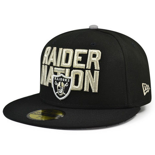 Oakland Raiders RAIDER NATION Fitted 59Fifty New Era NFL Hat - Black/Silver