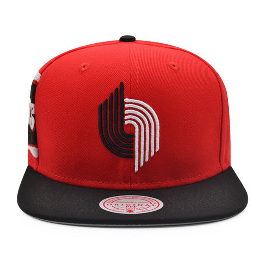 Portland Trailblazers Mitchell & Ness JUMBOTRON Snapback Hat - Red/Black