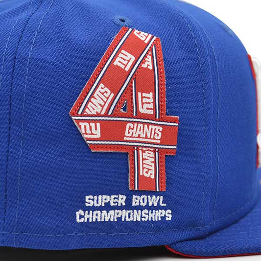 New York Giants New Era 4-TIME CHAMPIONS TEAM TRIBUTE 9Fifty Snapback NFL Hat -Royal