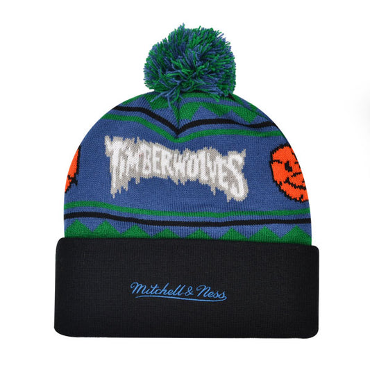 Minnesota Timberwolves Mitchell & Ness ISLAND Cuffed Pom Beanie Knit NBA Hat - Blue/Green/Black