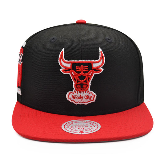 Chicago Bulls Mitchell & Ness JUMBOTRON Snapback Hat - Black/Red