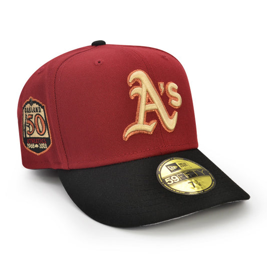 Oakland Athletics 50th ANNIVERSARY Exclusive New Era 59Fifty Fitted Hat - Brick/Black