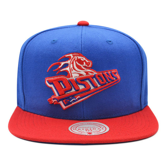 Detroit Pistons Mitchell & Ness HWC RELOAD Snapback Hat - Royal/Red