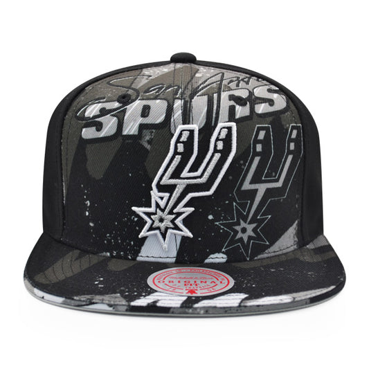 San Antonio Spurs Mitchell & Ness HYPER LOOPS Snapback Hat - Black/Gray