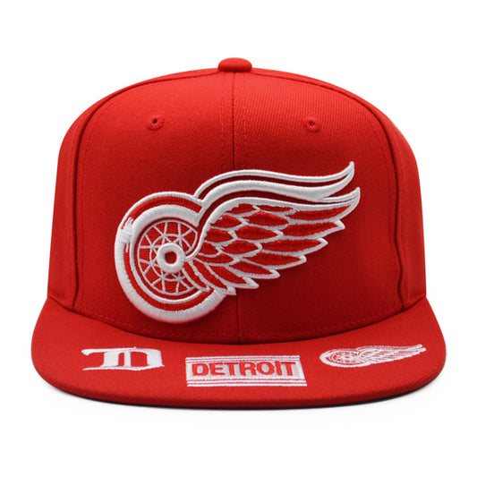 Detroit Red Wings Mitchell & Ness NHL HAT TRICK Snapback Adjustable Hat - Red/White