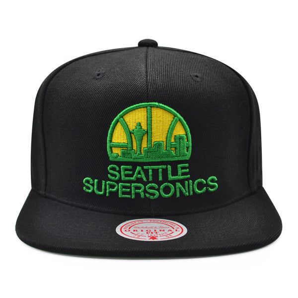 Seattle Supersonics Mitchell & Ness CLASSIC SOLID Snapback Hat - Black/Green