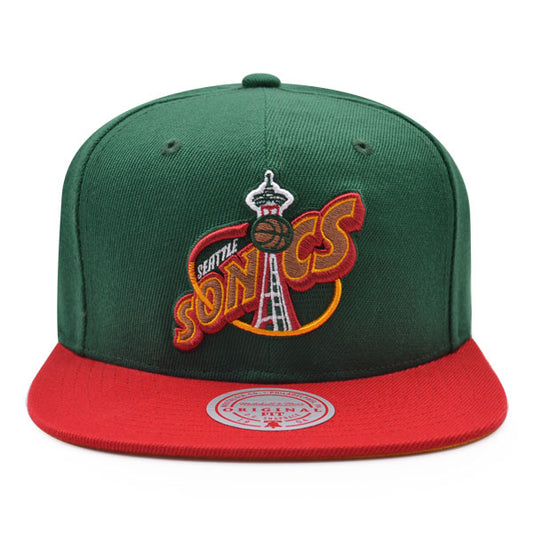 Seattle Supersonics Mitchell & Ness CLASSIC 2Tone Snapback Hat - Green/Red