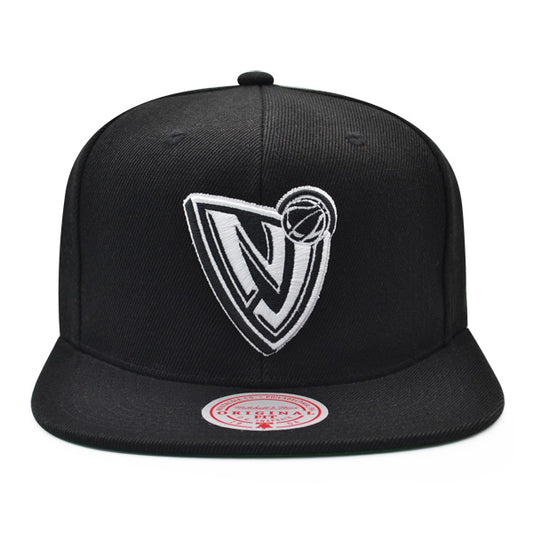 New Jersey Nets Mitchell & Ness CLASSIC LOGO Snapback Hat - Black/White