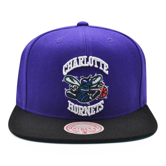 Charlotte Hornets Mitchell & Ness CLASSIC 2Tone Snapback Hat - Purple/Black