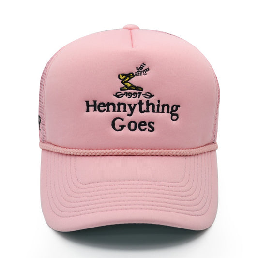 Field Grade HENNYTHING GOES Foam Trucker Snapback Adjustable Hat - Pink/Black