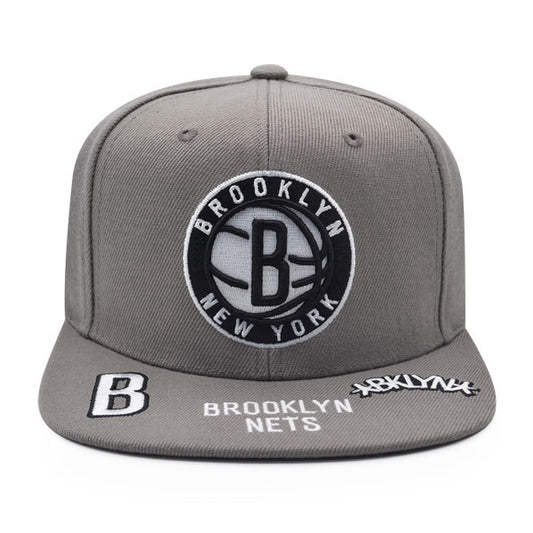 Brookln Nets Mitchell & Ness NBA FRONT LOADED Snapback Hat- Gray/Black