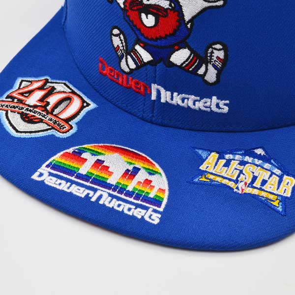 Denver Nuggets Mitchell & Ness NBA FRONT LOADED Snapback Hat- Royal/Red