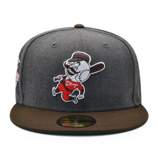 Cincinnati Reds 150th ANNIVERSARY RED LEGS Exclusive New Era 59Fifty Fitted Hat - Heather Gray/Brown