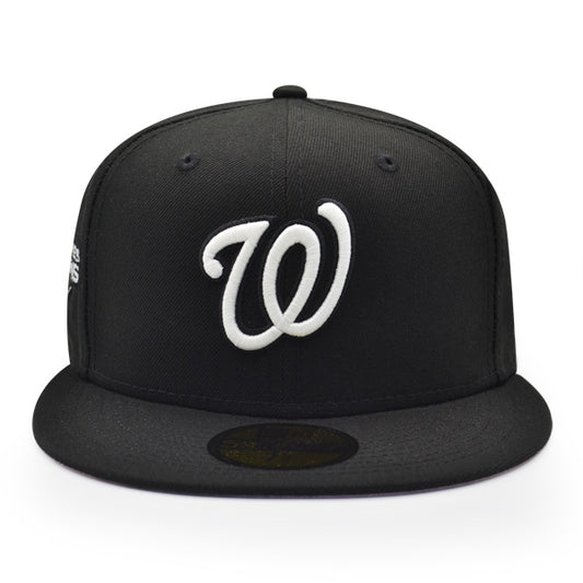 Washington Nationals 2019 WORLD SERIES Exclusive New Era 59Fifty Fitted Hat – Black/White Glow/Pink Bottom