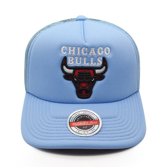 Chicago Bulls Mitchell & Ness KEEP ON TRUCKIN Foam Trucker Snapback Hat -Sky/Red