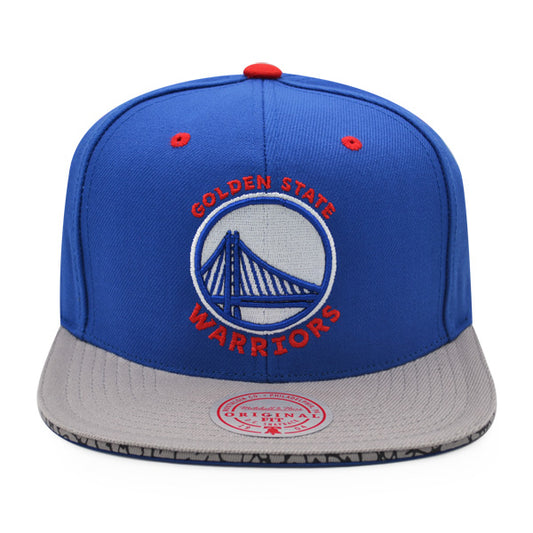 Golden State Warriors NBA Mitchell & Ness CONCRETE EDGE Snapback Hat - Royal/Gray/Red