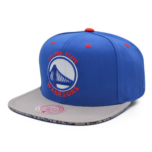 Golden State Warriors NBA Mitchell & Ness CONCRETE EDGE Snapback Hat - Royal/Gray/Red