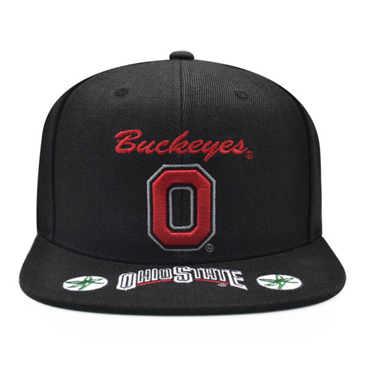 Ohio State Buckeyes Mitchell & Ness FRONT LOADED Snapback NCAA Hat- Black/Red