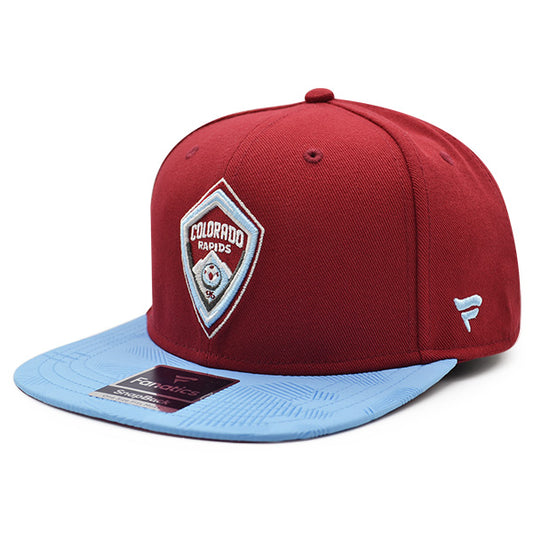 Colorado Rapids Fanatics MLS Visor Mark Snapback Adjustable Hat - Maroon/Light Blue