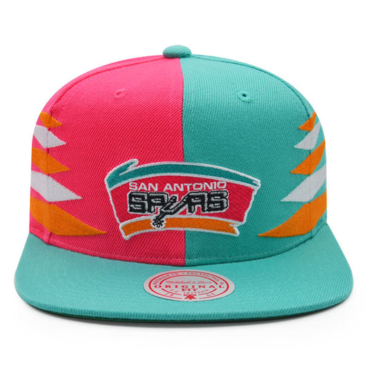 San Antonio Spurs Mitchell & Ness DIAMOND CUT Snapback HWC Hat - Teal/Pink