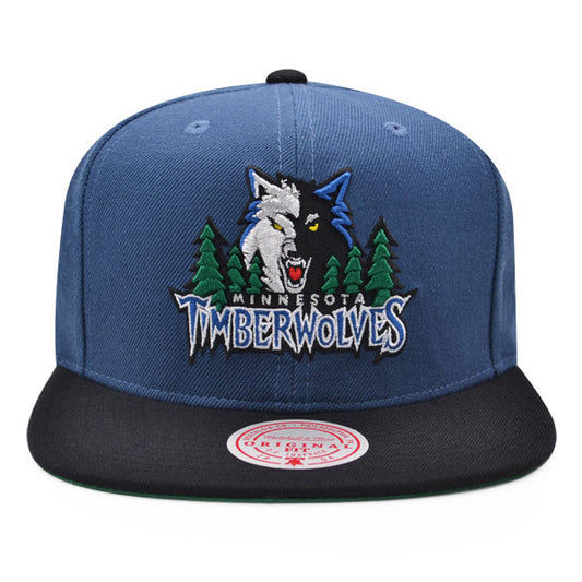 Minnesota Timberwolves Mitchell & Ness CLASSIC 2Tone Snapback Hat - Dark Navy/Black