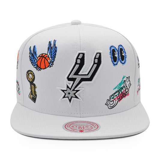 San Antonio Spurs Mitchell & Ness HAND DRAWN Snapback Hat