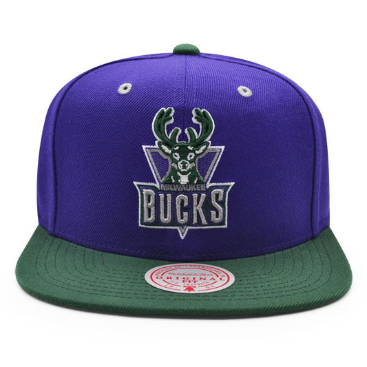 Milwaukee Bucks Mitchell & Ness RELOAD Snapback NBA Hat - Purple/Green/Gray Bottom