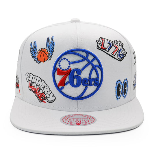 Philadelphia 76ers Mitchell & Ness HAND DRAWN Snapback Hat