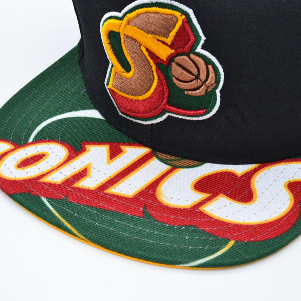 Seattle Supersonics Mitchell & Ness SWINGMAN POP Snapback Hat - Black