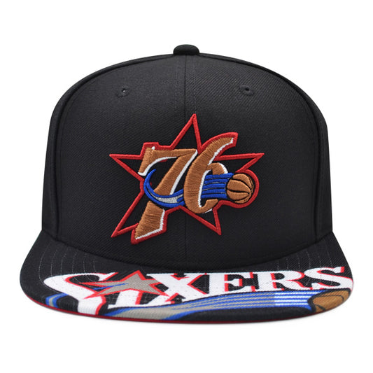 Philadelphia 76ers Mitchell & Ness SWINGMAN POP Snapback Hat - Black