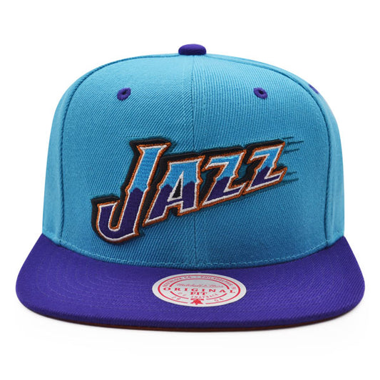 Utah Jazz Mitchell & Ness RELOAD Snapback NBA Hat - Vice Blue/Purple/Copper Bottom