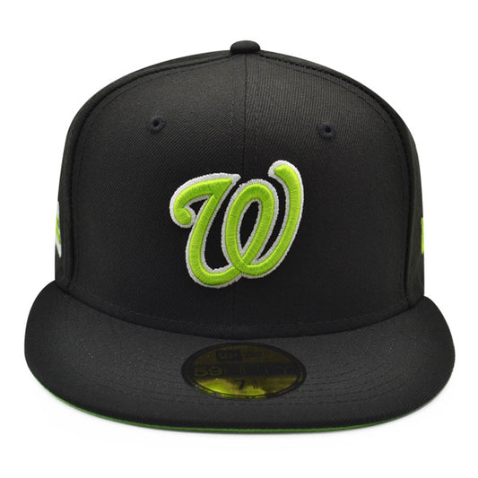 Washington Nationals DC CITY FLAG Exclusive New Era 59Fifty Fitted Hat - Black/Lime Bottom