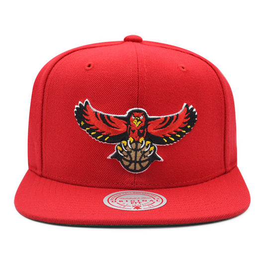 Atlanta Hawks NBA Mitchell & Ness SPREAD'EM Snapback Hat - Red/Green Bottom