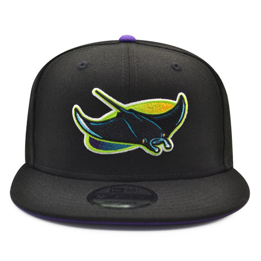 Tampa Bay Devil Rays 2008 World Series Exclusive New Era 9Fifty Snapback Adjustable Hat - Black/Lime/Purple Bottom