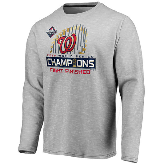 Washington Nationals Fanatics 2019 World Series Champions Locker Room Space Dye Long Sleeve T-Shirt - Gray